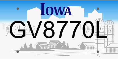 GV8770L Iowa License Plate