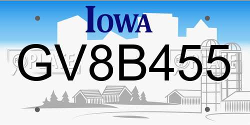 GV8B455 Iowa License Plate