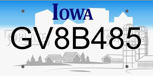 GV8B485 Iowa License Plate