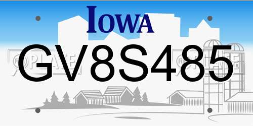 GV8S485 Iowa License Plate