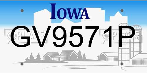GV9571P Iowa License Plate