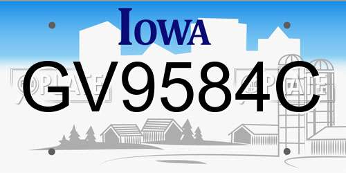 GV9584C Iowa License Plate