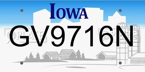 GV9716N Iowa License Plate