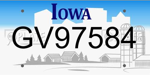GV97584 Iowa License Plate