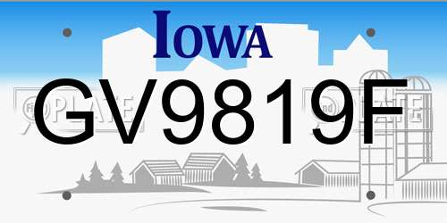 GV9819F Iowa License Plate