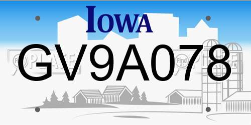 GV9A078 Iowa License Plate