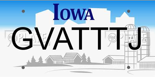 GVATTTJ Iowa License Plate