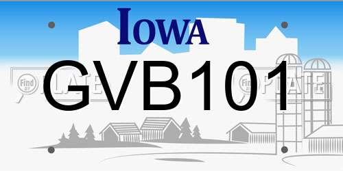 GVB101 Iowa License Plate