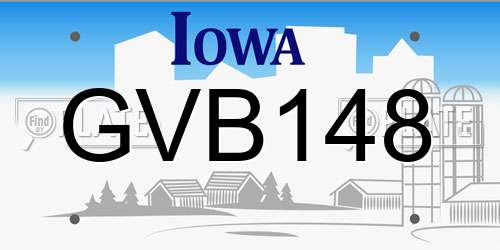 GVB148 Iowa License Plate