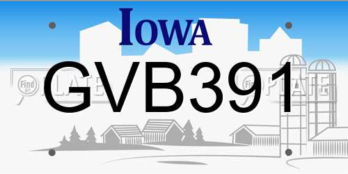 GVB391 Iowa License Plate