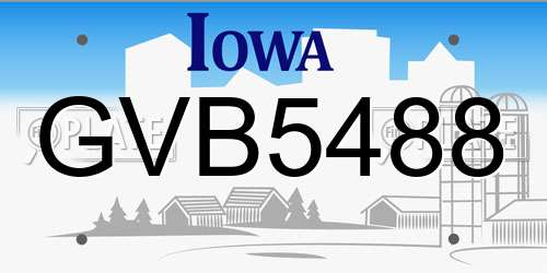 GVB5488 Iowa License Plate