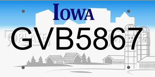 GVB5867 Iowa License Plate