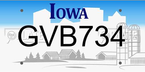 GVB734 Iowa License Plate