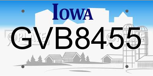 GVB8455 Iowa License Plate