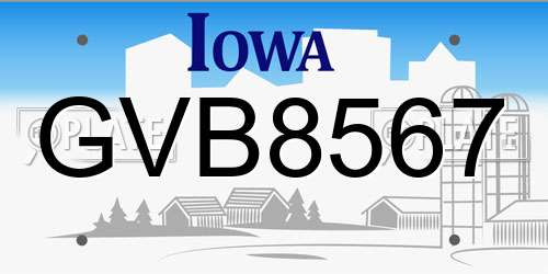 GVB8567 Iowa License Plate