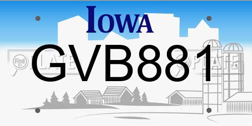 GVB881 Iowa License Plate