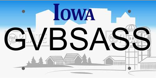 GVBSASS Iowa License Plate