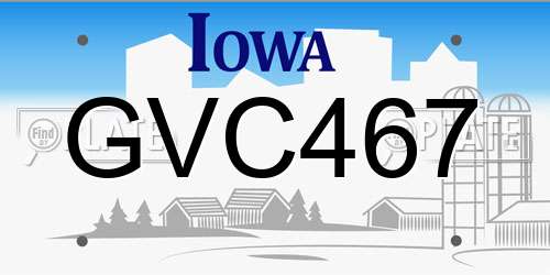 GVC467 Iowa License Plate