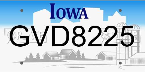 GVD8225 Iowa License Plate