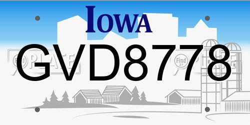 GVD8778 Iowa License Plate