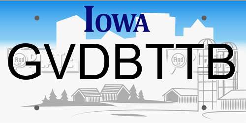 GVDBTTB Iowa License Plate