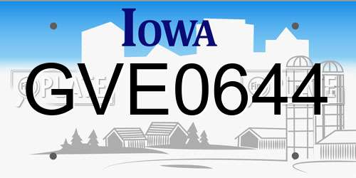 GVE0644 Iowa License Plate