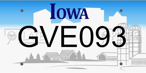 GVE093 Iowa License Plate