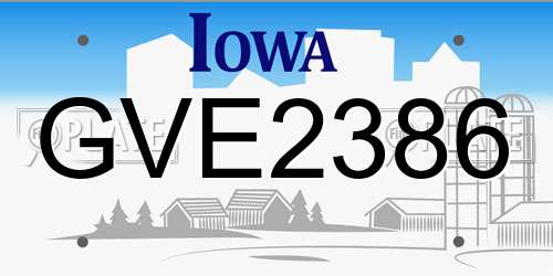 GVE2386 Iowa License Plate