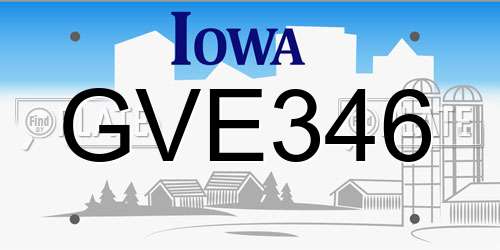 GVE346 Iowa License Plate