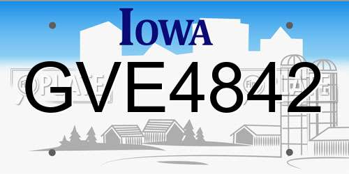 GVE4842 Iowa License Plate