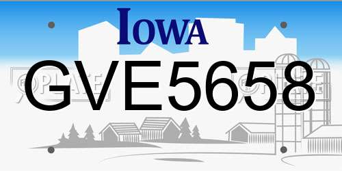 GVE5658 Iowa License Plate