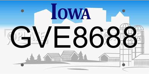 GVE8688 Iowa License Plate