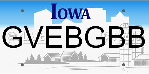 GVEBGBB Iowa License Plate