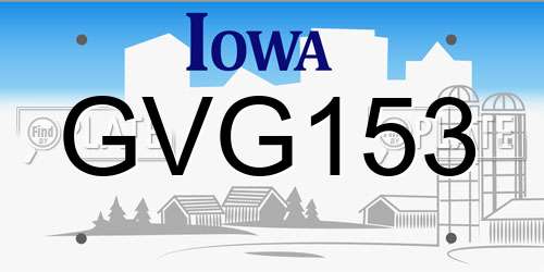 GVG153 Iowa License Plate