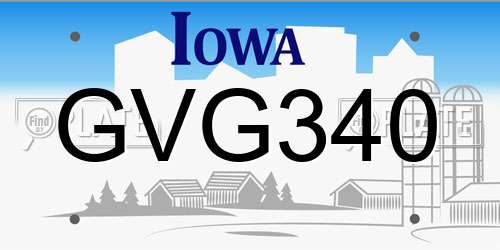 GVG340 Iowa License Plate