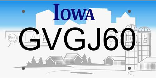 GVGJ60 Iowa License Plate