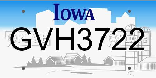 GVH3722 Iowa License Plate