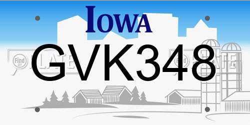 GVK348 Iowa License Plate