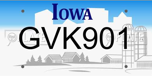 GVK901 Iowa License Plate