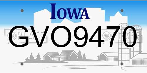 GVO9470 Iowa License Plate