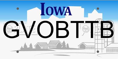 GVOBTTB Iowa License Plate