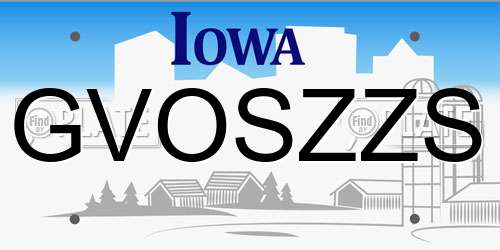 GVOSZZS Iowa License Plate