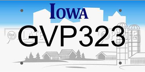 GVP323 Iowa License Plate