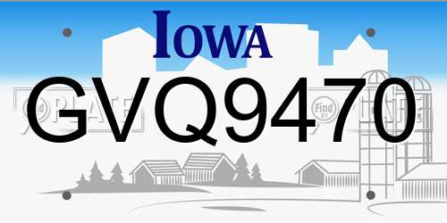 GVQ9470 Iowa License Plate