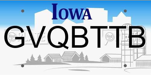 GVQBTTB Iowa License Plate