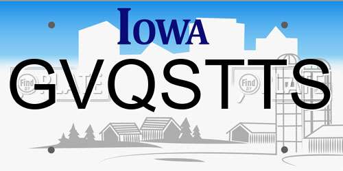 GVQSTTS Iowa License Plate