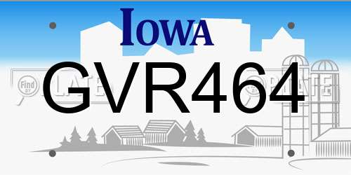 GVR464 Iowa License Plate