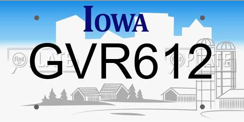 GVR612 Iowa License Plate