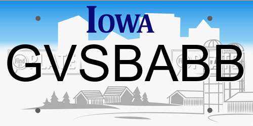 GVSBABB Iowa License Plate