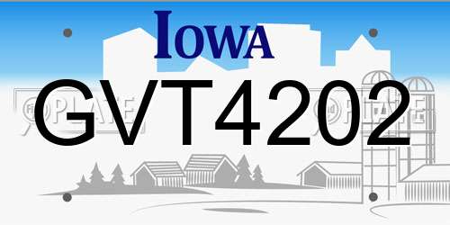 GVT4202 Iowa License Plate